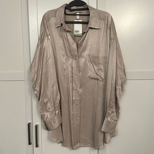 Oversized Silk Button Down Shirt